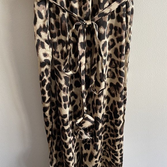 Lulus Women XL Leopard Print Satin Ankle Ties Jumpsuit - Picture 5 of 12